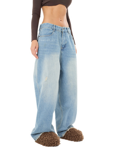 Голубые широкие джинсы-трансформеры