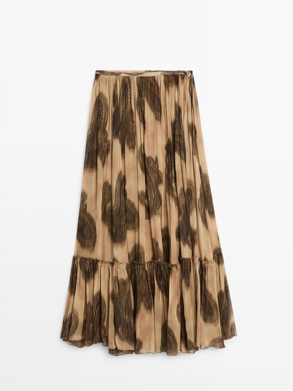 Massimo Dutti Длинная юбка с узором пейсли, пыльно-розовый