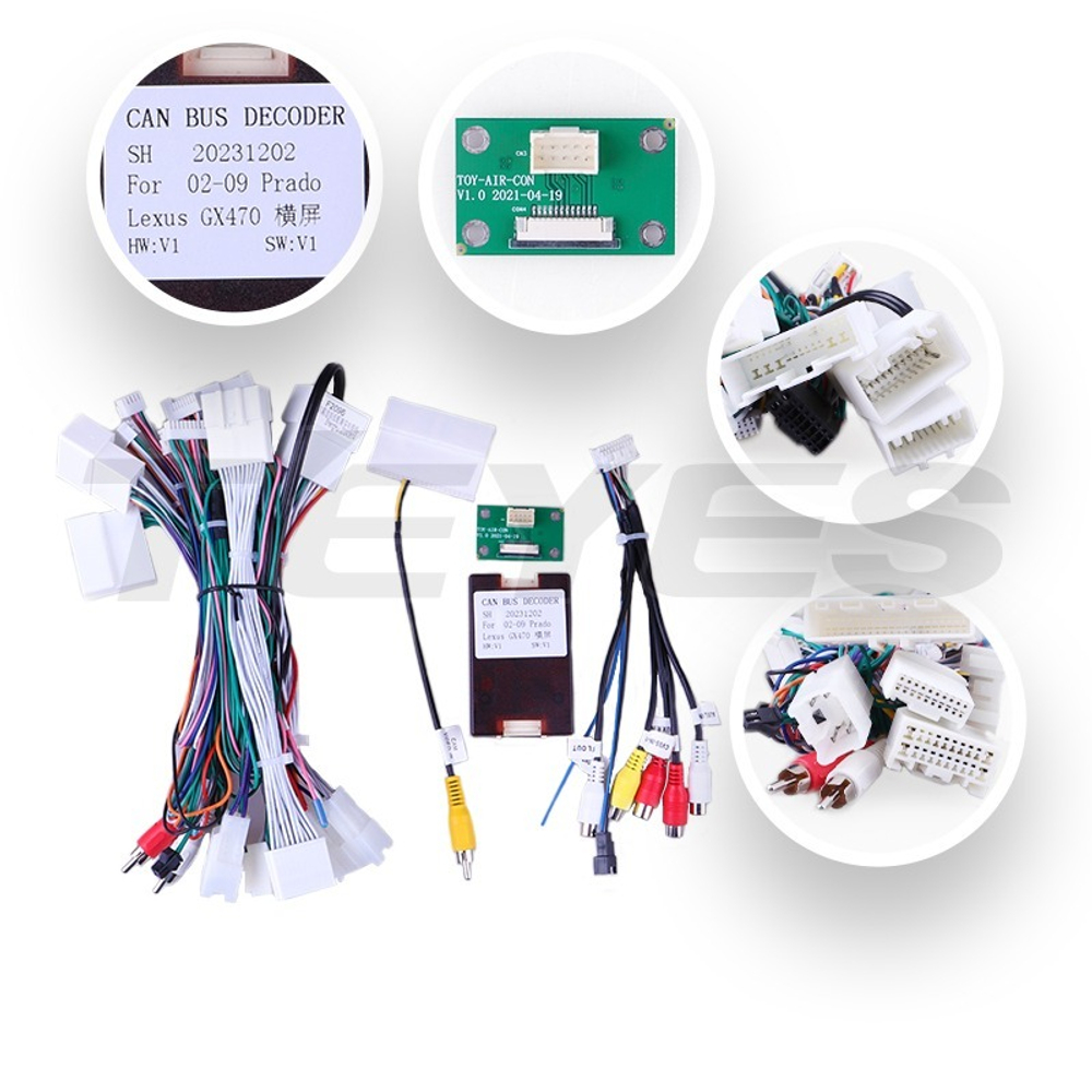 Магнитола для Lexus GX470 J120, Toyota Land Cruiser Prado 120 (климат на ШГУ, рамка тип 1) - Teyes CC3-2K-360 на Android 10, 2K QLED, 6Гб+128Гб, CarPlay, 4G SIM-слот, 4 камеры в комплекте