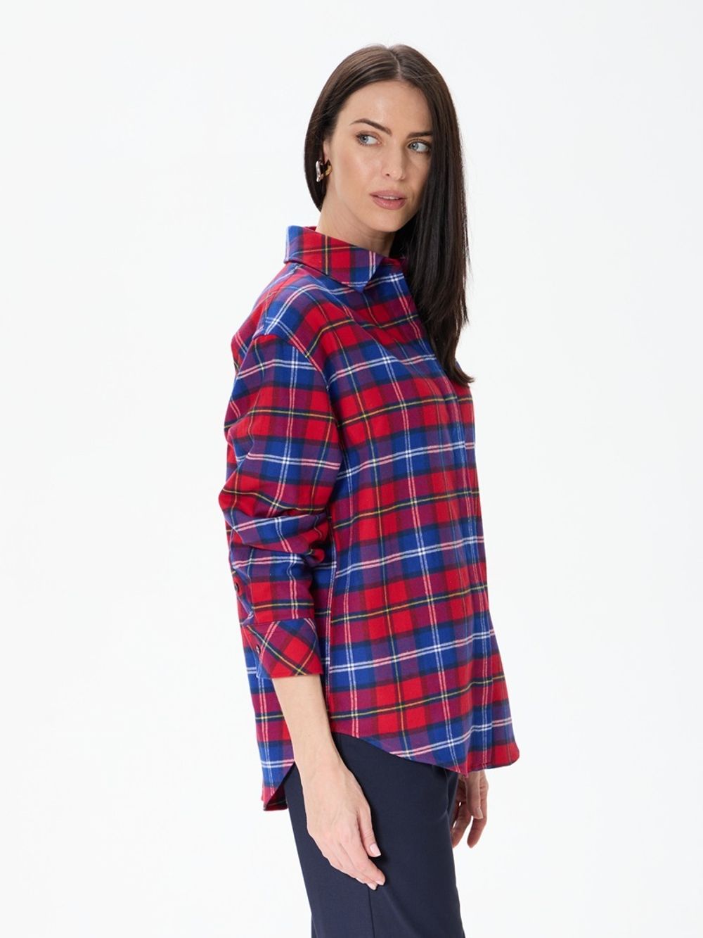 Рубашка Хельсинки красно-синяя клетка фланель