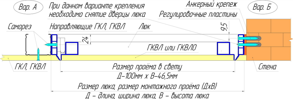 Люк-дверь под покраску Титан 900х1300 (2 двери, 4 цепочки)