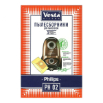 Мешок для пылесоса Vesta filter, PH 02, бумажный, 5 шт, + 1 фильтр
