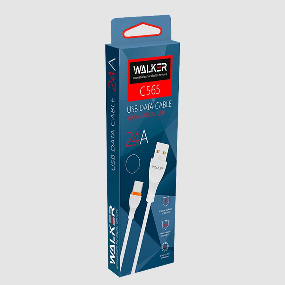 Кабель USB &quot;WALKER&quot; C565 для TYPE-C (3.1А), белый