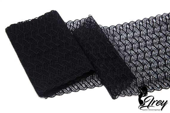 1352 Кружево эластичное 18,5 см, Италия, черный 170