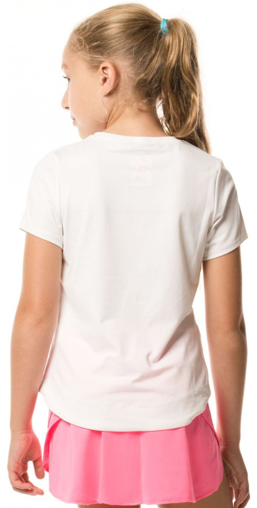 Футболка для девочки теннисная Lucky in Love Core Dynamic High-Low S/S Girls - белый