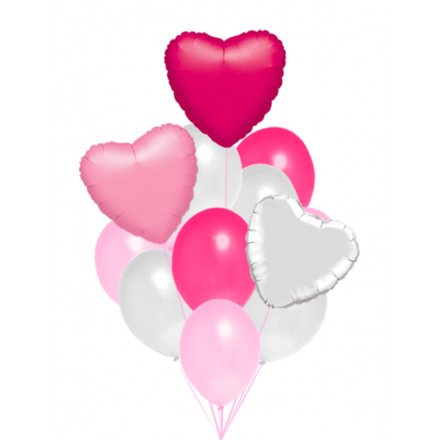 Фонтан воздушных шаров с сердцами "Для влюбленных"