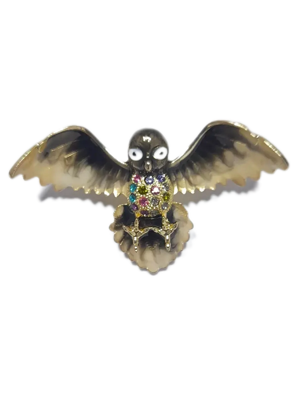 Брошь-кулон Сова коричневая