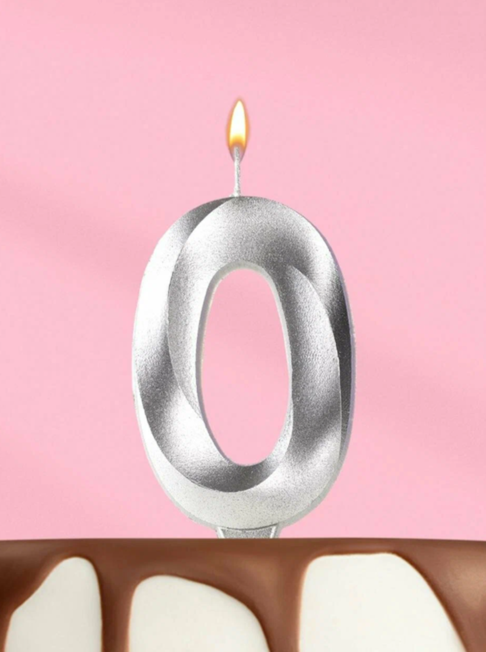 Свеча-цифра 0 грань, серебро