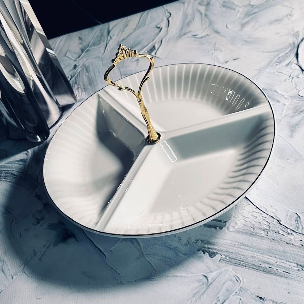 Lenardi 102-057 Менажница 25х16см MARZIPAN GREY в под.уп.(х12)Фарфор