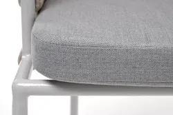 "Диего" стул плетеный из роупа, каркас из стали светло-серый (RAL7035) муар, роуп бежевый круглый, ткань светло-серая