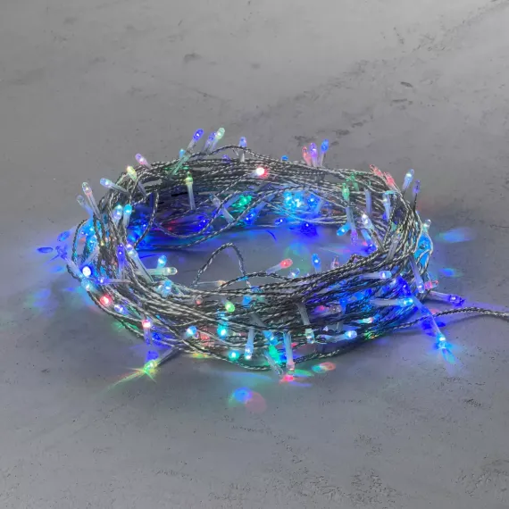 Светодиодная гирлянда 200 разноцветных LED ламп с RGB светодиодом, 20 м., 24V., черный силиконовый провод, IP65, Beauty Led (EST200-10-1RGB)