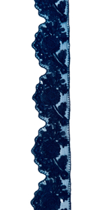 Кружево натуральное однотонное с вышивкой на мягкой сетке ш - 3-5см Франция 1м