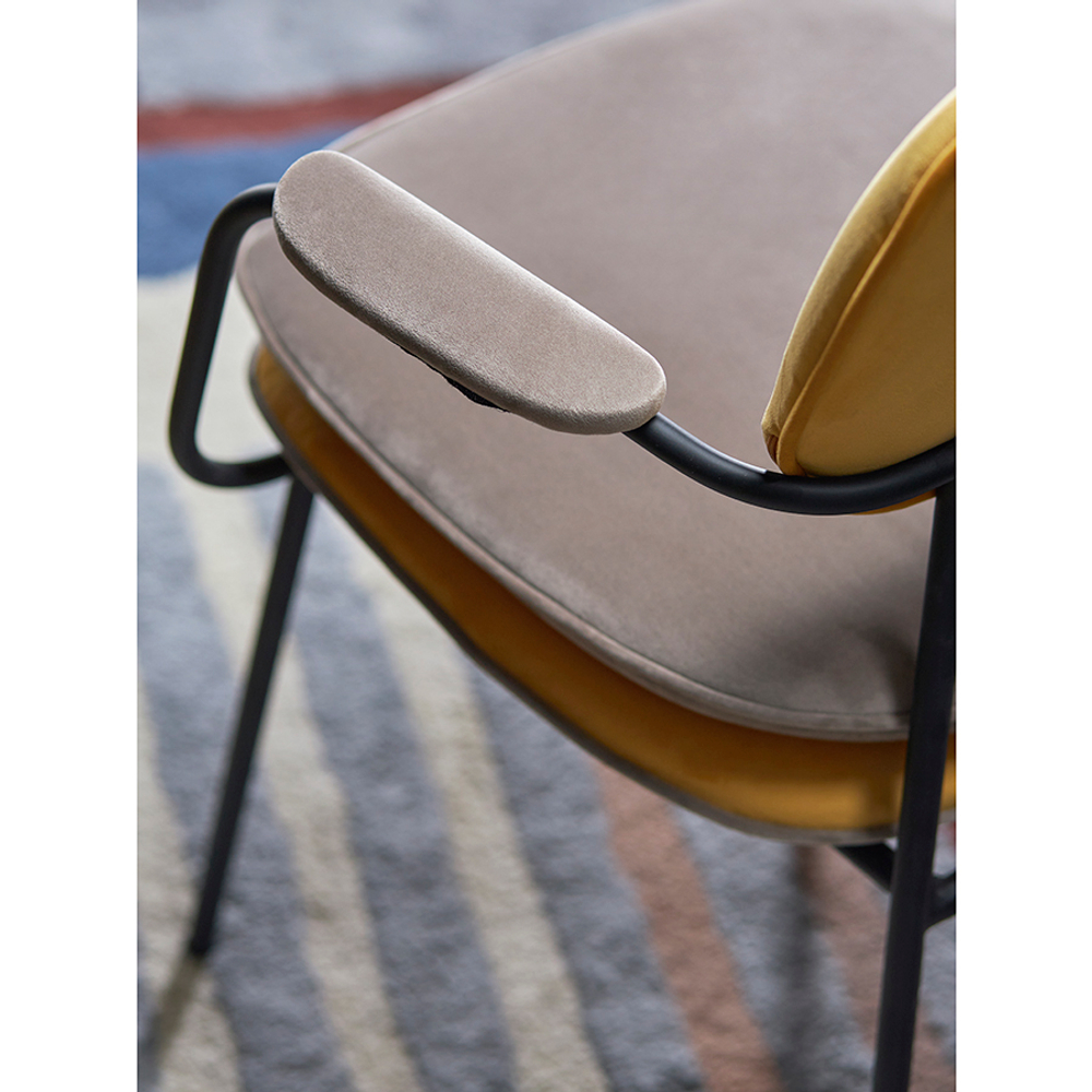 Стул с подлокотниками Bergenson Bjorn Pea, велюр, желтый/бежевый