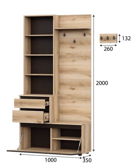 Вешалка с зеркалом БЕРГЕН с ключницей серия 3