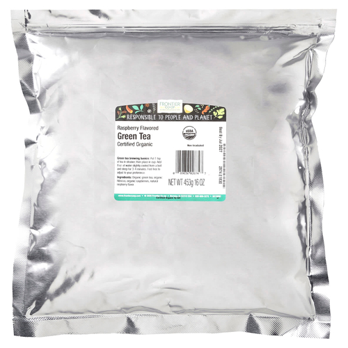 Frontier Co-op, Органический зеленый чай, малина, 453 г (16 унций)