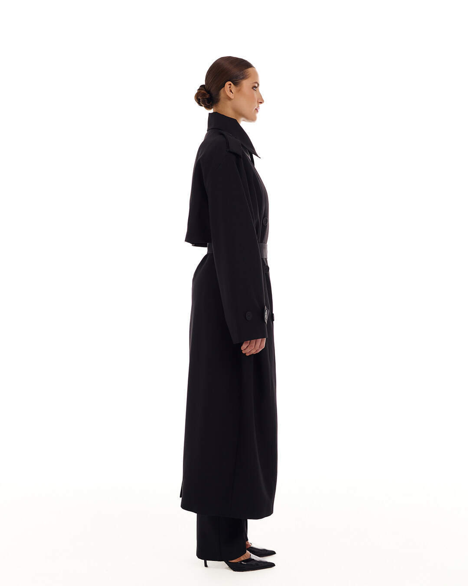 Тренч Эталон (Étalon) черный ОВЕРСАЙЗ