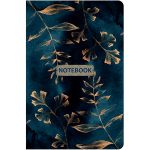Блокнот "Gold floral pattern blue" А6 96 листов, твердая ламинированная обложка соффтач, ляссе