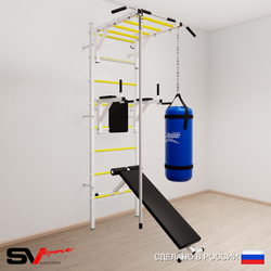 Шведская стенка Sv Sport 5502 (Турник рукоход/Брусья/Скамья/Канат/Цепь/Мешок 22кг)