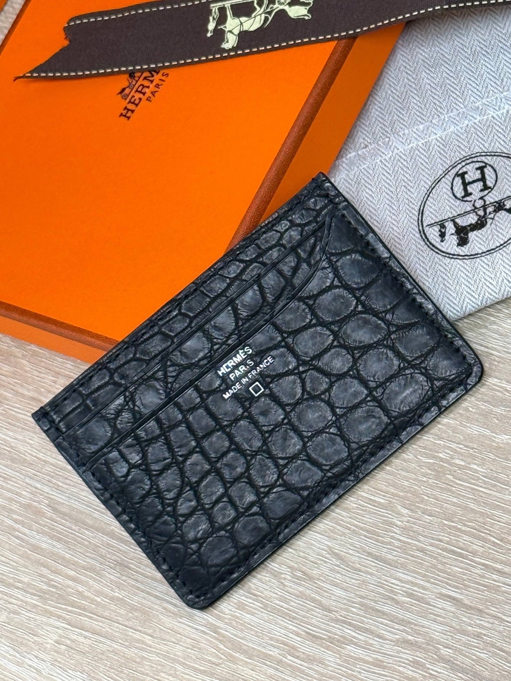 Картхолдер Hermes из кожи крокодила