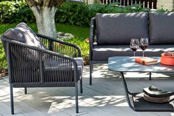 "Канны" лаунж-зона 4-местная плетеная из роупа (веревки), цвет темно-серый