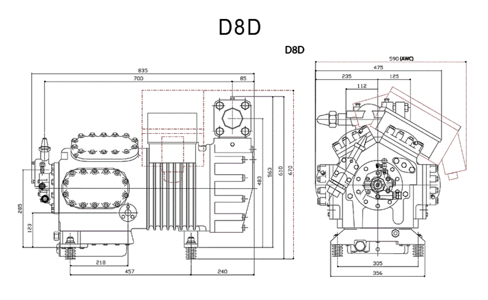 Поршневой полугерметичный компрессор Copeland D8DL-500X с мощностью 50 л.с.