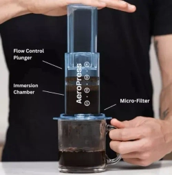 AeroPress Clear Blue, аэропресс для кофе, синий