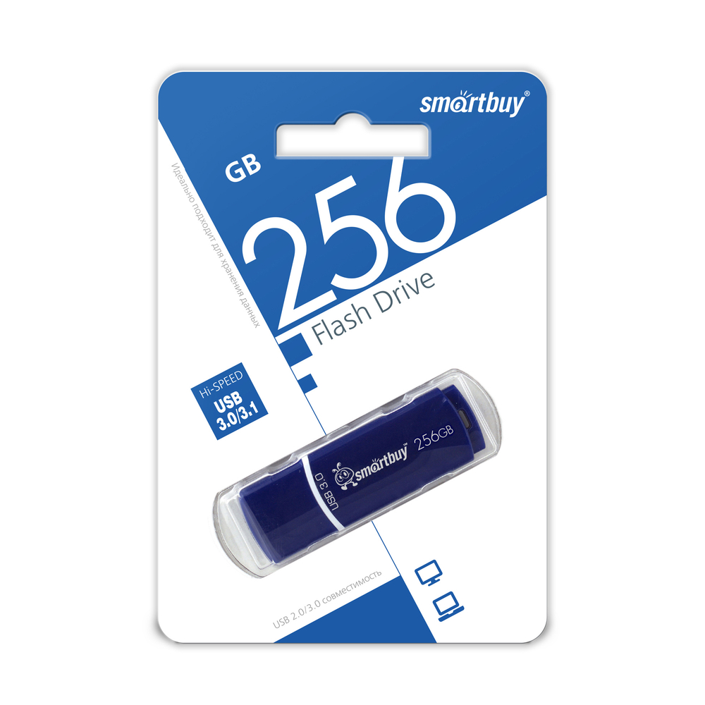USB 3.0/3.1 карта памяти 256ГБ Smart Buy Crown (синий)