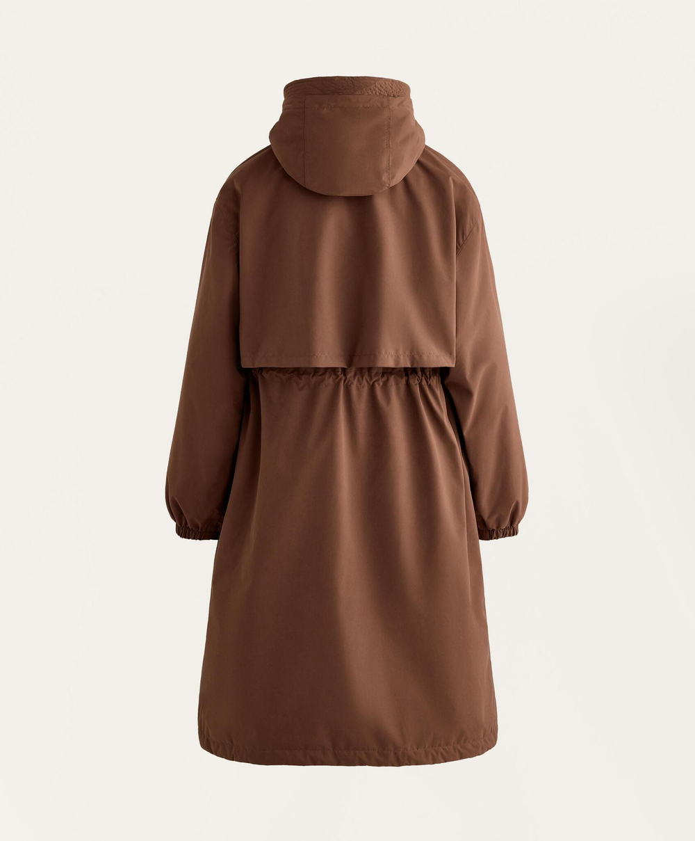 Oysho Водонепроницаемый длинный плащ с подкладкой FELLEX® AEROGEL 10K, коричневый