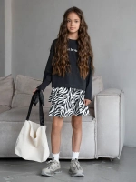 Летний костюм для девочки, лонгслив и юбка