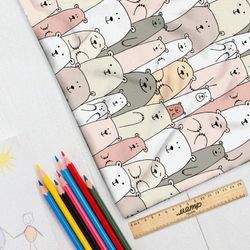 Ткань штапель толпа медведей