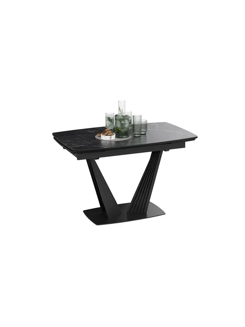 Стол кухонный Черный муар мрамор 130(190)х80х76 см