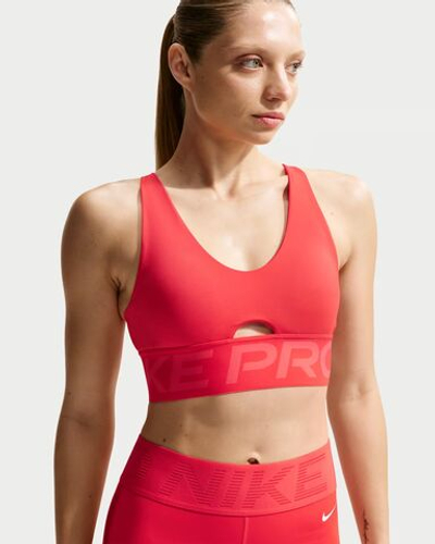 Nike Pro Indy Plunge Женский спортивный бюстгальтер со средней поддержкой и вставками - NIKE