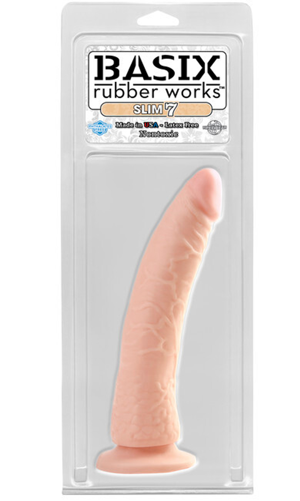 Гибкий фаллос на присоске Basik Slim 7 (Цвет: телесный)