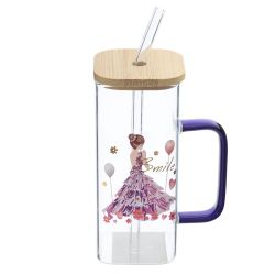 GAEM Кружка с крышкой и трубочкой, 350 мл, L9,5 W6 H18 см, 4в.
