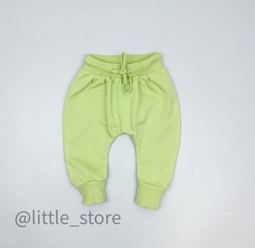 Брючки из футера "Летние цветы" сочный лайм