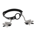 Кляп с зажимами для сосков (Цвет: черный)