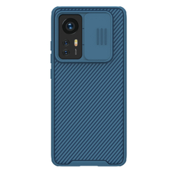 Двухкомпонентный чехол синего цвета от Nillkin CamShield Pro Case для Xiaomi Mi 12 и 12X, с защитной шторкой для камеры