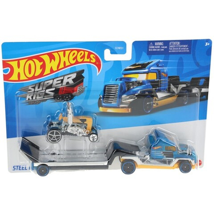 Hot Wheels - Грузовик + раллийная машина Steel Power CGC18 / артикул   BDW51 CGC18  / GTIN 746775307509