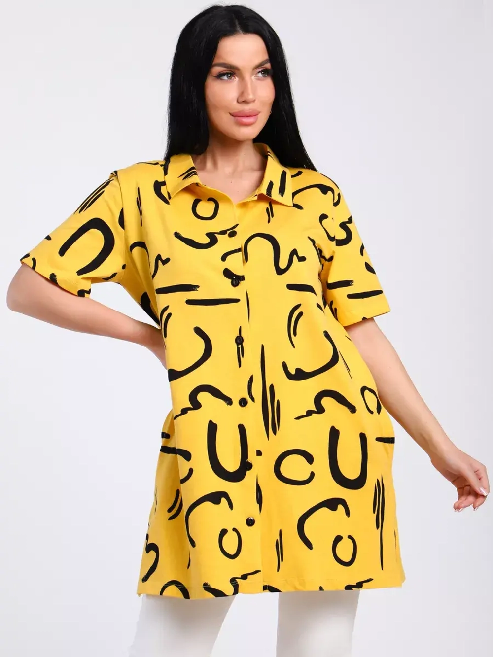 Туника-рубашка хлопок большие размеры