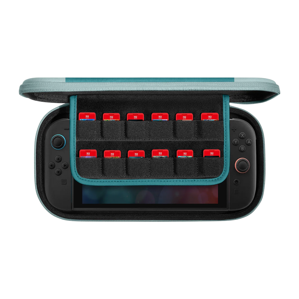 Тканевый чехол tomtoc FancyCase-G05 Slim Case Froz Edition для Nintendo Switch 2 Водостойкий укреплённый гибридный чехол с ремешком-ручкой и застёжками-молниями YKK. Вмещает до двенадцати картриджей с играми