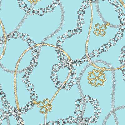 Золотые цепи, бирюзовый, ювелирный принт