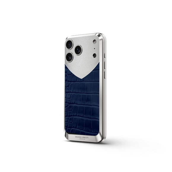 Чехол для iPhone 17 на магните - Натуральная кожа Аллигатора - Синий