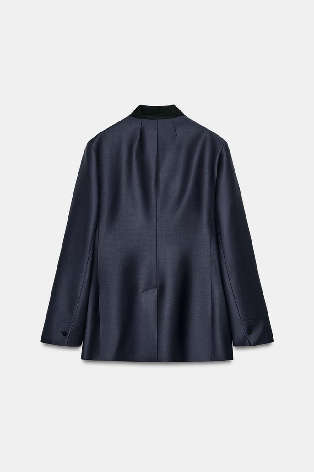 ZARA ПРИТАЛЕННЫЙ БЛЕЙЗЕР С КОНТРАСТНОЙ ОТДЕЛКОЙ — ZW COLLECTION, МОРСКОЙ СИНИЙ