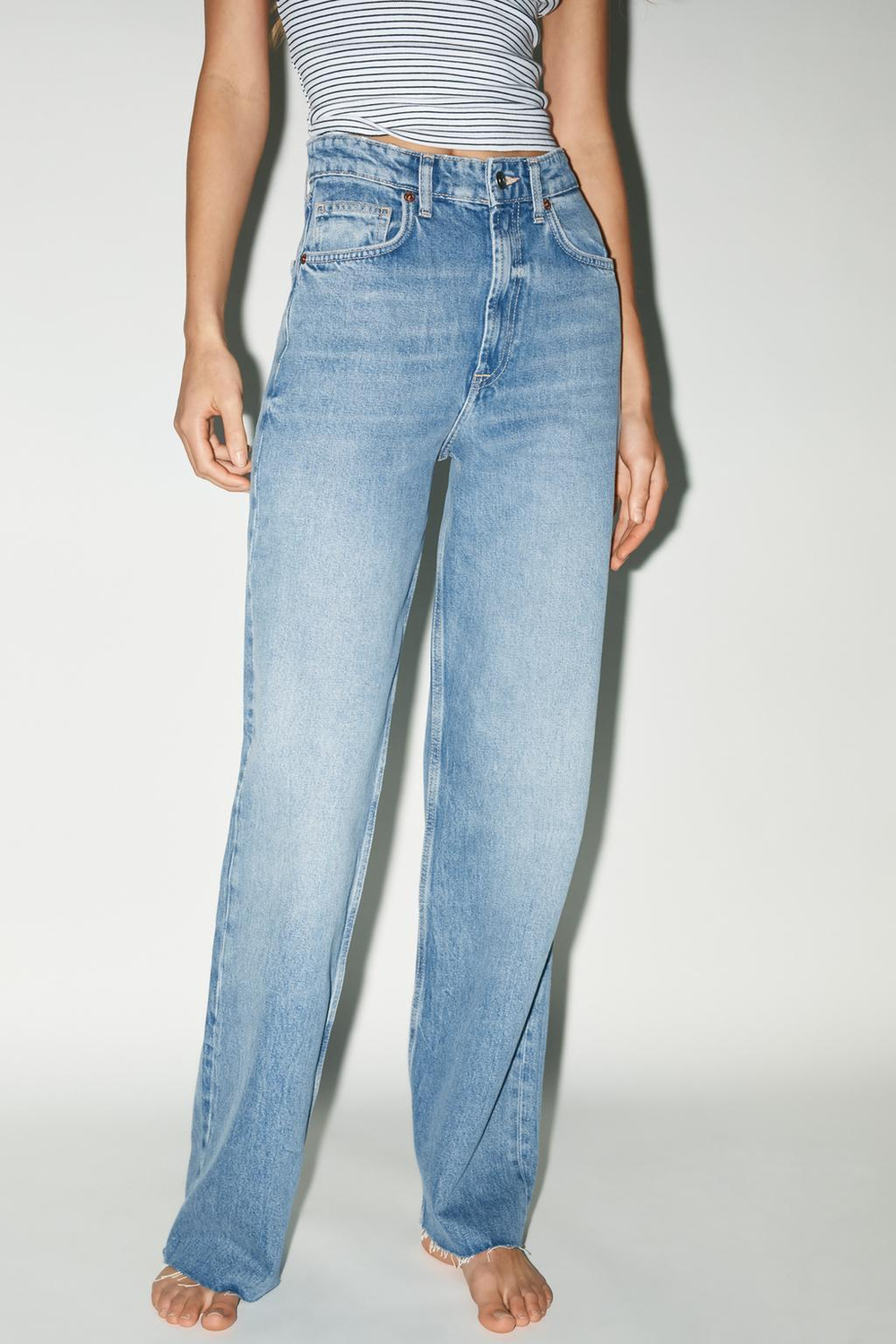 Джинсы с высокой посадкой trf wide leg
