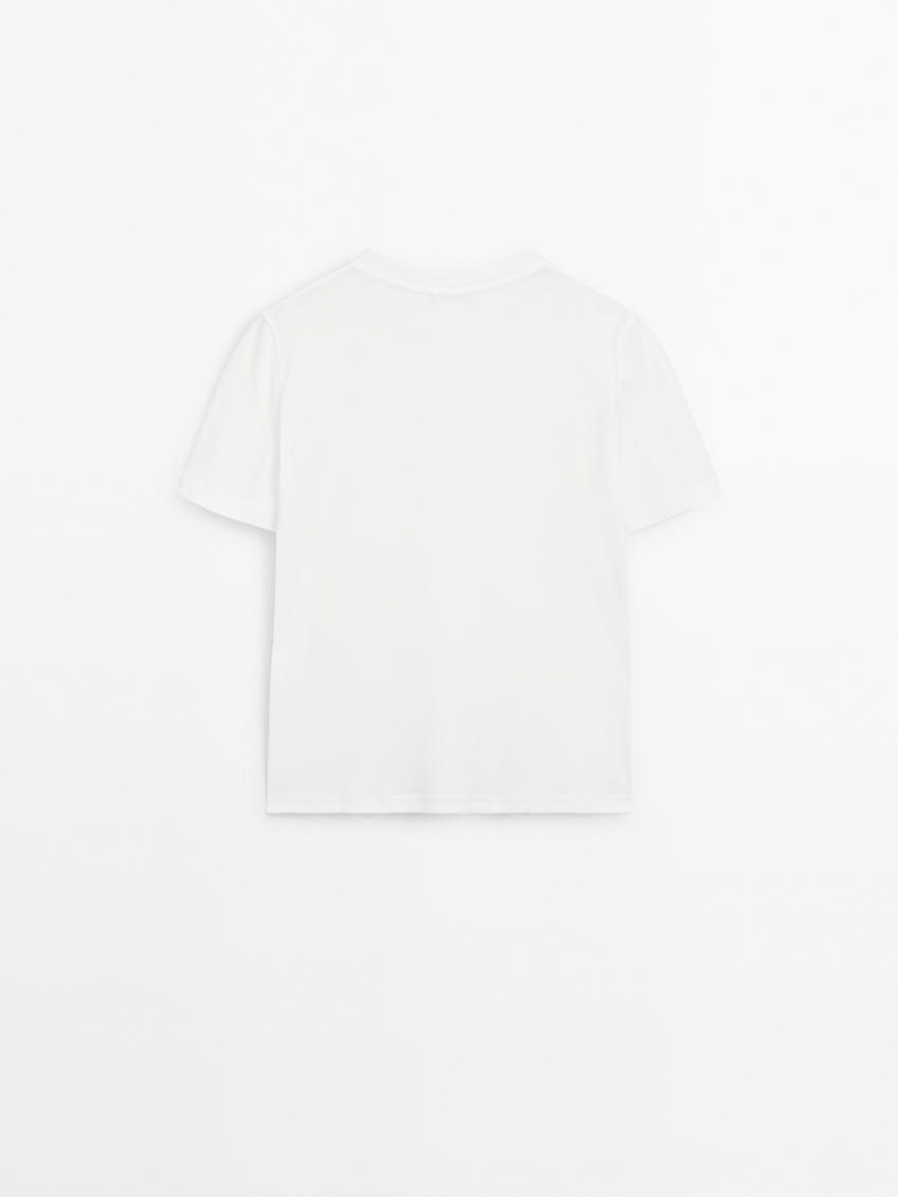 Massimo Dutti Футболка из 100% хлопка с V-образным вырезом, белый