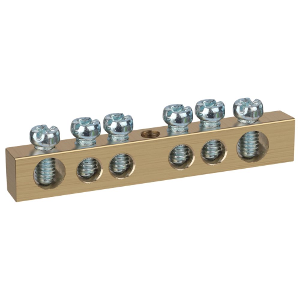 Шина ЭРА NO-122-13 PEN земля-ноль 6х9мм 6/1 латунная с креплениями по центру | Шины N, PE, PEN