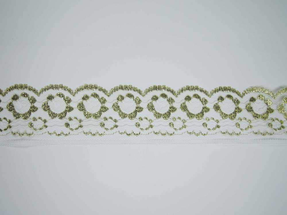 Кружево белое золото/серебро (широкое)