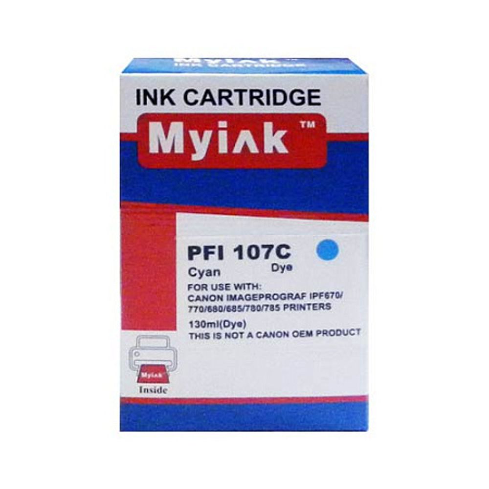 Картридж для CANON  PFI-107C IPF 670/680/685/770/780/785 Cyan (130ml, Dye) MyInk