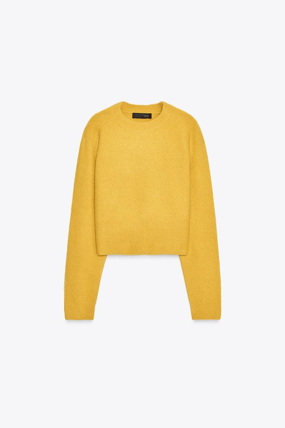 ZARA БАЗОВЫЙ СВИТЕР МЯГКОГО ТРИКОТАЖА, ЖЕЛТЫЙ
