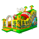 Надувной батут "Слоник в джунглях с двумя горками с переходом" 6*5*5.5 м